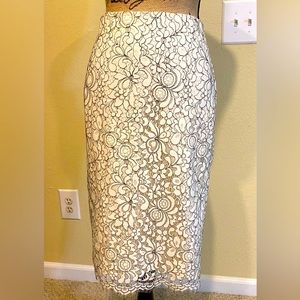 Loft Cream Lace Pencil Skirt